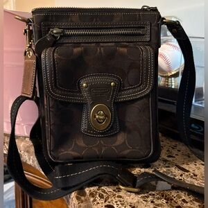 Coach Dark Brown Legacy Signature Canvas Crossbody